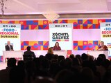 De izq. a der.: Santiago Creel, Xóchitl Gálvez y Beatriz Paredes, ayer en el foro.