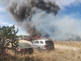 Incendio en corralón de la Fiscalía de Tlaxcala en el municipio de Tzompantepec.