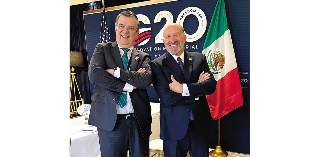 Marcelo Ebrard y Howard Lutnick, ayer,
en la reunión ministerial del G20.