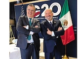Marcelo Ebrard y Howard Lutnick, ayer,
en la reunión ministerial del G20.