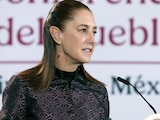 LA PRESIDENTA, ayer, en su conferencia el Salón Tesorería.