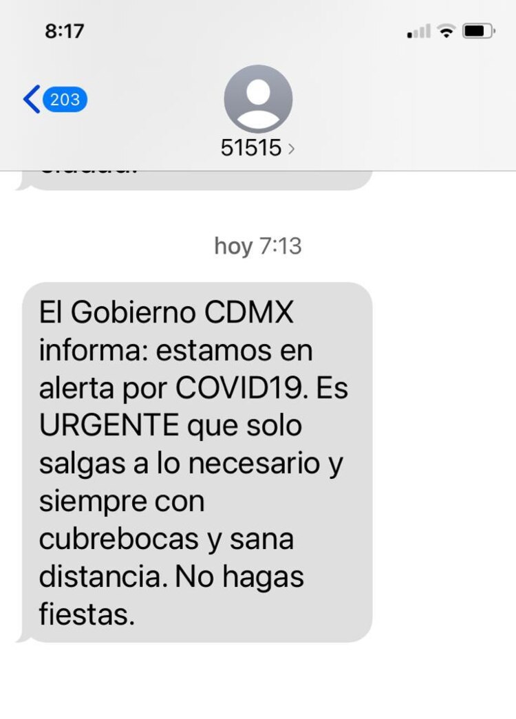 Mensaje enviado por sistema SMS
