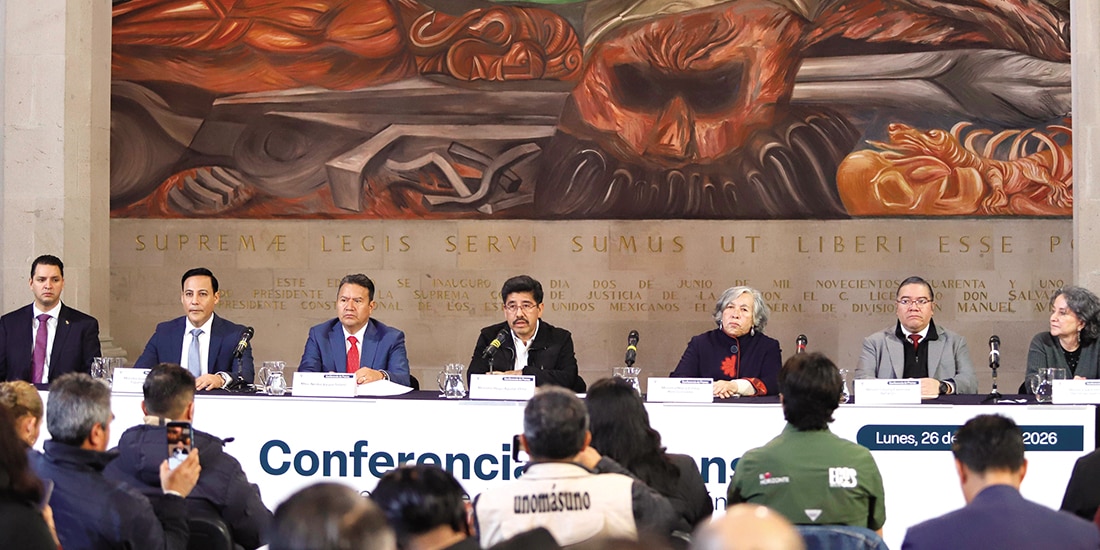 Conferencia de prensa de los ministros de la Corte, ayer.