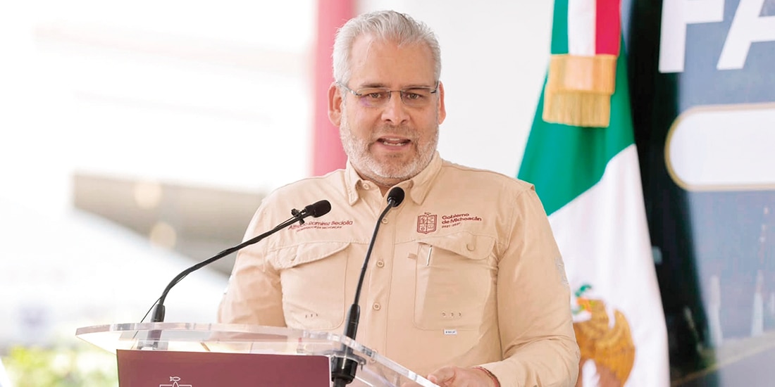 ALFREDO RAMÍREZ, titular del Ejecutivo estatal, en un acto celebrado en Uruapan el 14 de julio pasado.