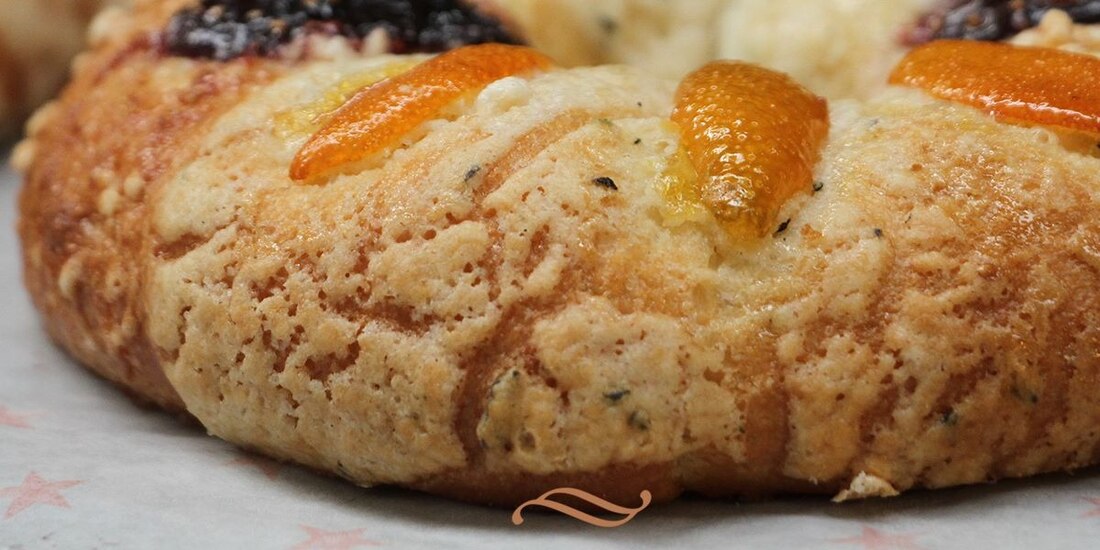 Rosca de reyes, pieza de panadería favorita para degustar el 6 de enero.