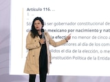 La consejera jurídica del Ejecutivo, Luisa Alcalde, ayer, en conferencia de prensa.