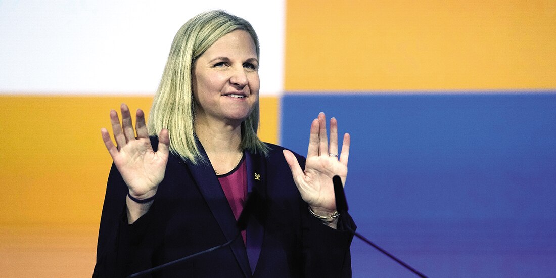 Kirsty Coventry, tras ser elegida presidenta del COI, ayer, en Grecia.