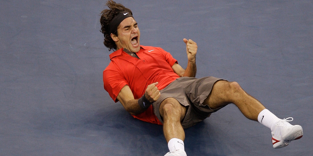 El suizo celebra el triunfo del US Open en 2008