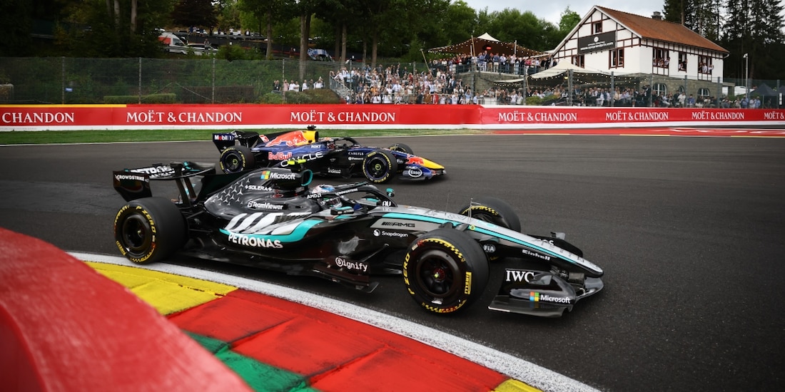 El Mercedes de Kimi Antonelli en el Gran Premio de Bélgica de F1.