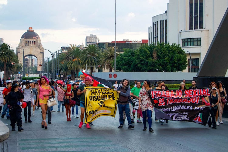 Trabajadoras sexuales durante manifestación