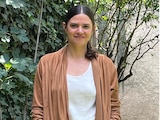 La escritora Valeria Luiselli, ayer tras el encuentro