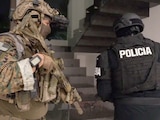 ELEMENTOS policiacos
de Ecuador,
ayer, en operativo
contra el CJNG