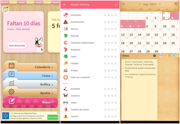 Estas son algunas de las herramientas con las que cuenta "Calendario Menstrual"