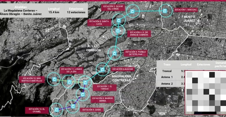 Mapa de la Línea 5 del Cablebús