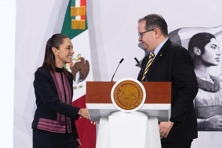 Presidenta Claudia Sheinbaum y el rector de la UNAM, Leonardo Lomelí.