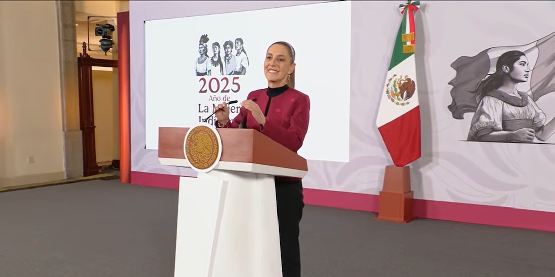La Presidenta Claudia Sheinbaum este martes en Palacio Nacional.