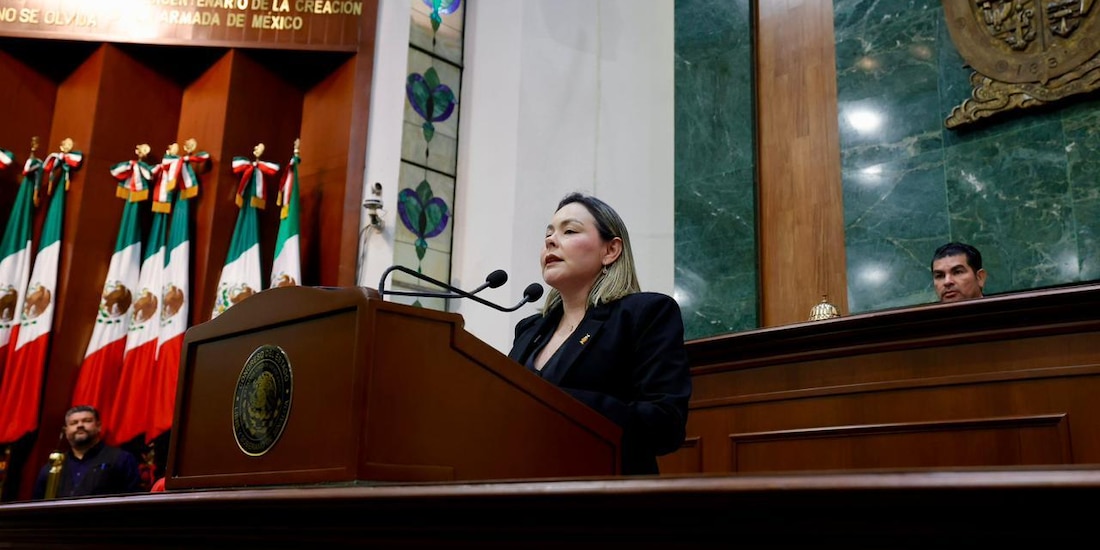 Yeraldine Bonilla este sábado en el Congreso de Sinaloa.