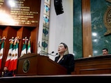 Yeraldine Bonilla este sábado en el Congreso de Sinaloa.