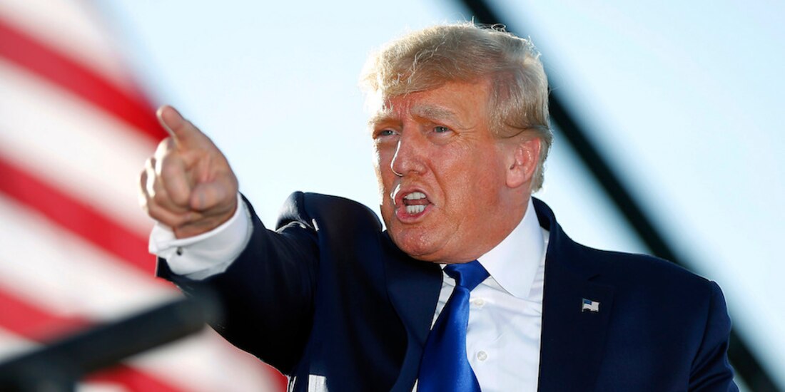 Donald Trump, durante una plática que ofreció en abril pasado.<br>*Esta columna expresa el punto de vista de su autor, no necesariamente de La Razón.<br>