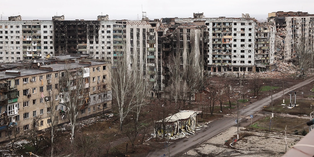 Ruinas de edificios en la ciudad de Kostyantynivka, en la región de Donetsk, Ucrania, el pasado 20 de diciembre.
