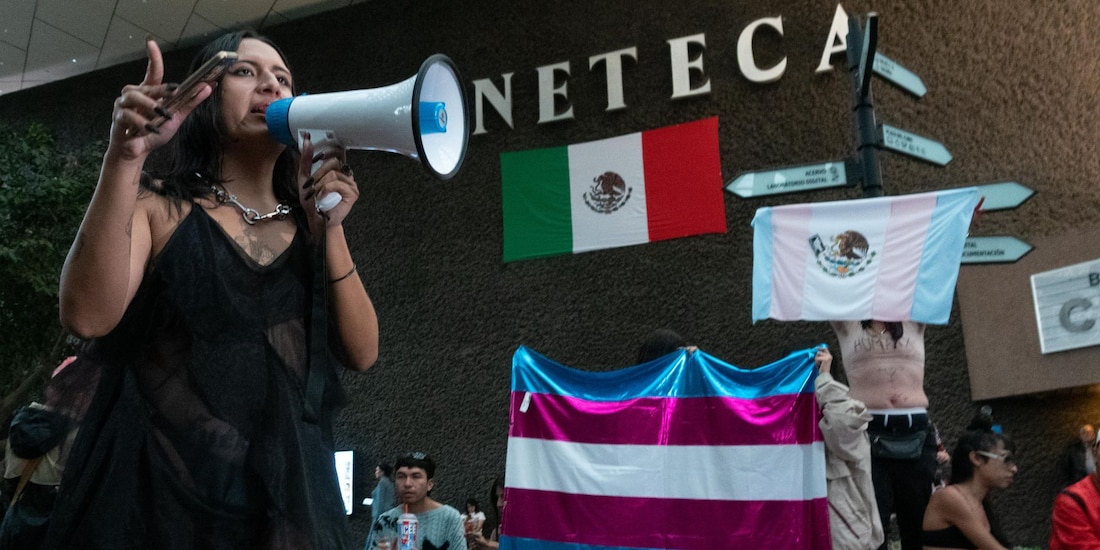 Protesta de colectivos trans en la Cineteca Nacional, en fotografía de archivo.