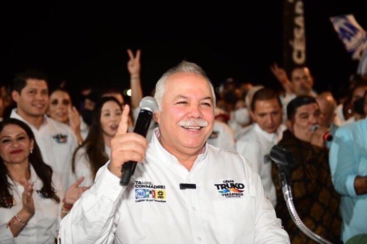 César Verástegu, candidato de Va por Tamaulipas, en el inicio de su campaña.