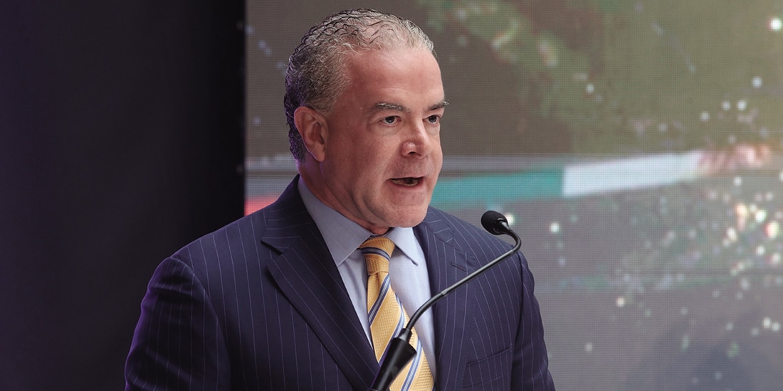 Raúl Rocha Cantú, Presidente de Miss Universo, en conferencia del certamen el 7 de septiembre 2024.