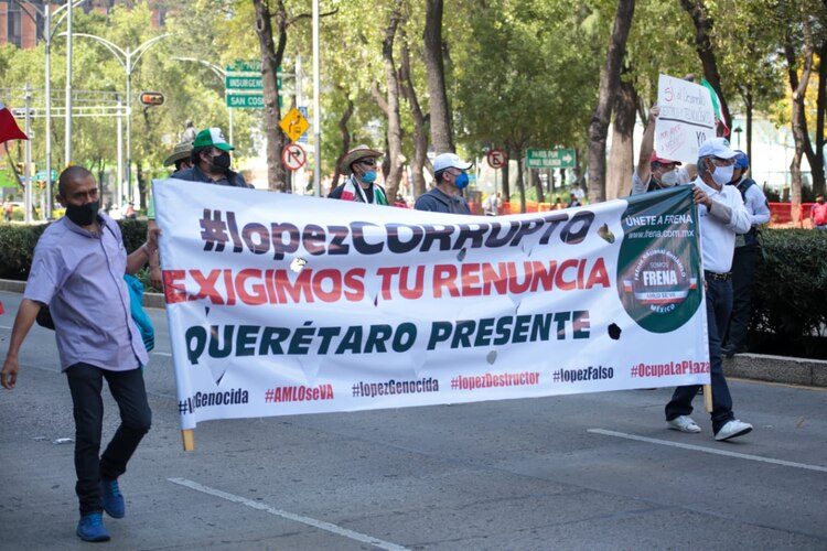 Integrantes de FRENA protestaron afuera de la sede del Senado.