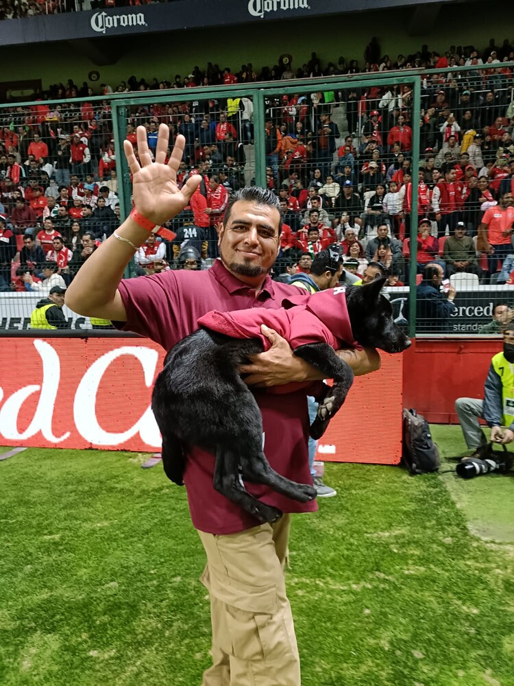 Durante el medio tiempo del partido, promovieron la adopción responsable en el Estadio Nemesio Diez. Foto: Especial