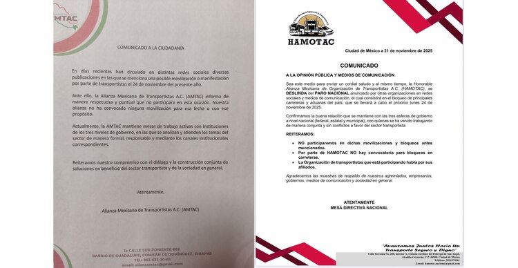 Comunicados de transportistas