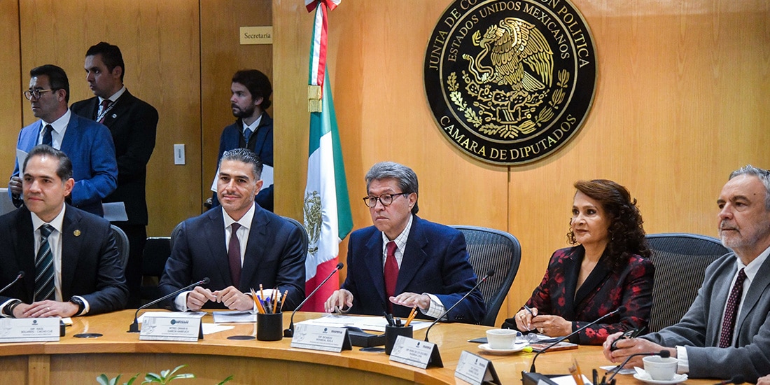 Raúl Bolaños Cacho, Omar García Harfuch y Ricardo Monreal, ayer.