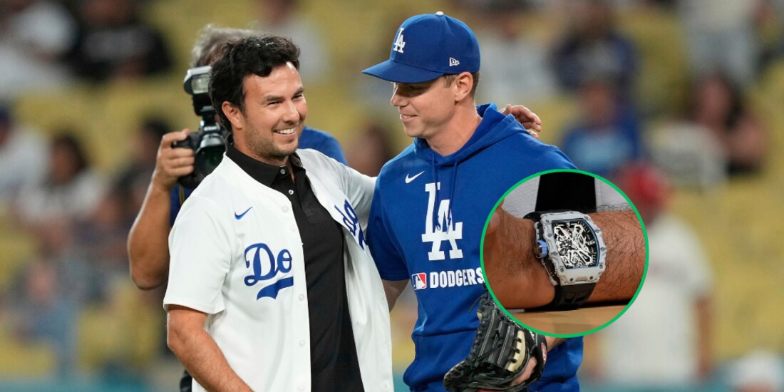 Checo Pérez fue invitado por los Dodgers para lanzar la primera bola en el juego ante los Phillies.