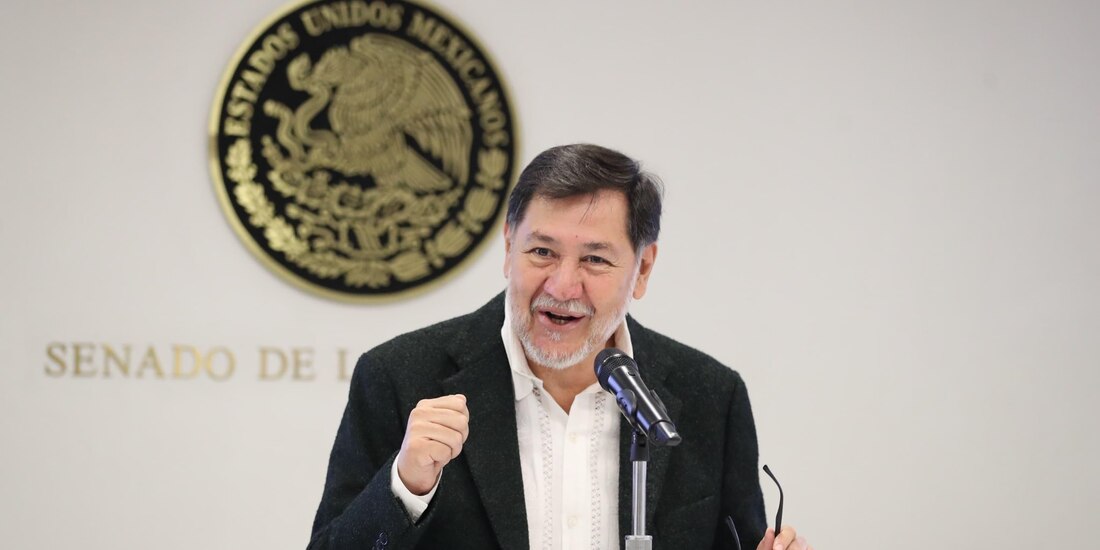 El presidente de la Mesa Directiva del Senado, Gerardo Fernández Noroña, ayer, en conferencia.