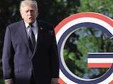 TRUMP, ayer, a su llegada a cumbre del G7