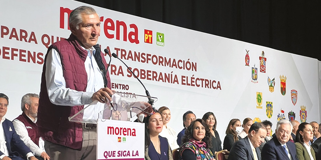 El titular de Gobernación, durante el Encuentro Municipalista guinda, ayer.