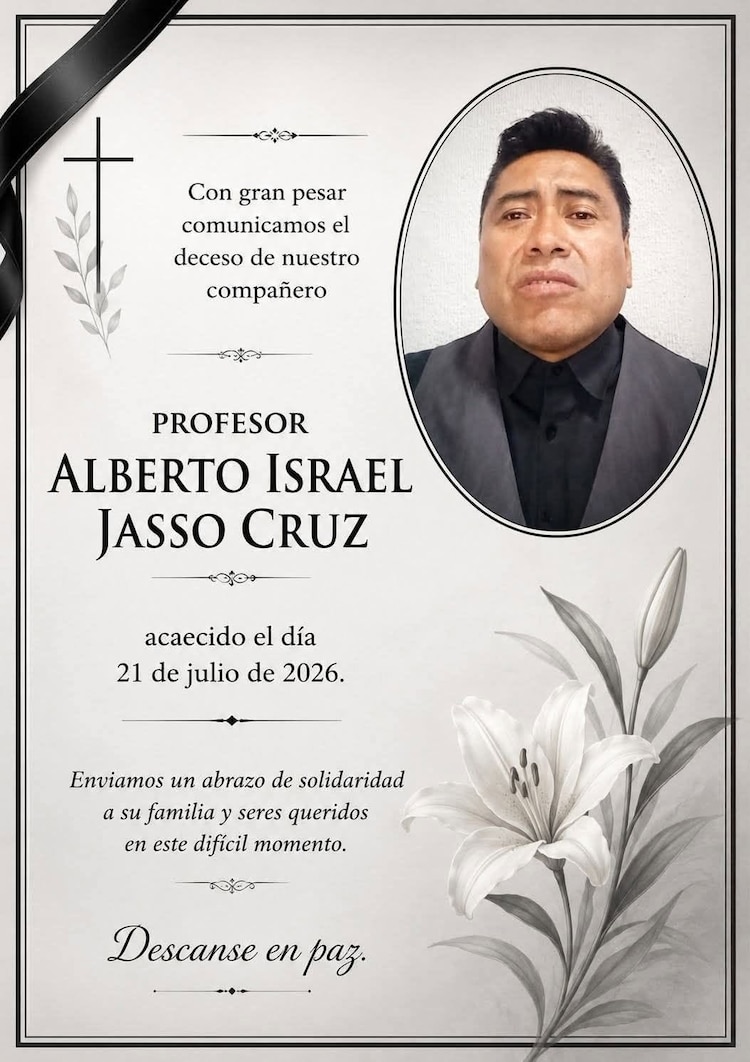 Esquela del profesor Alberto Israel Jasso Cruz