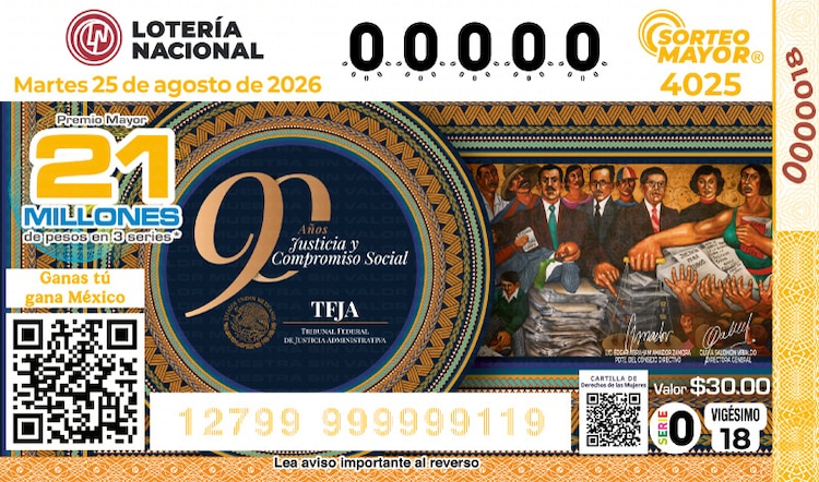 El Sorteo Mayor 4025 está dedicado al Tribunal de Justicia Administrativa.
