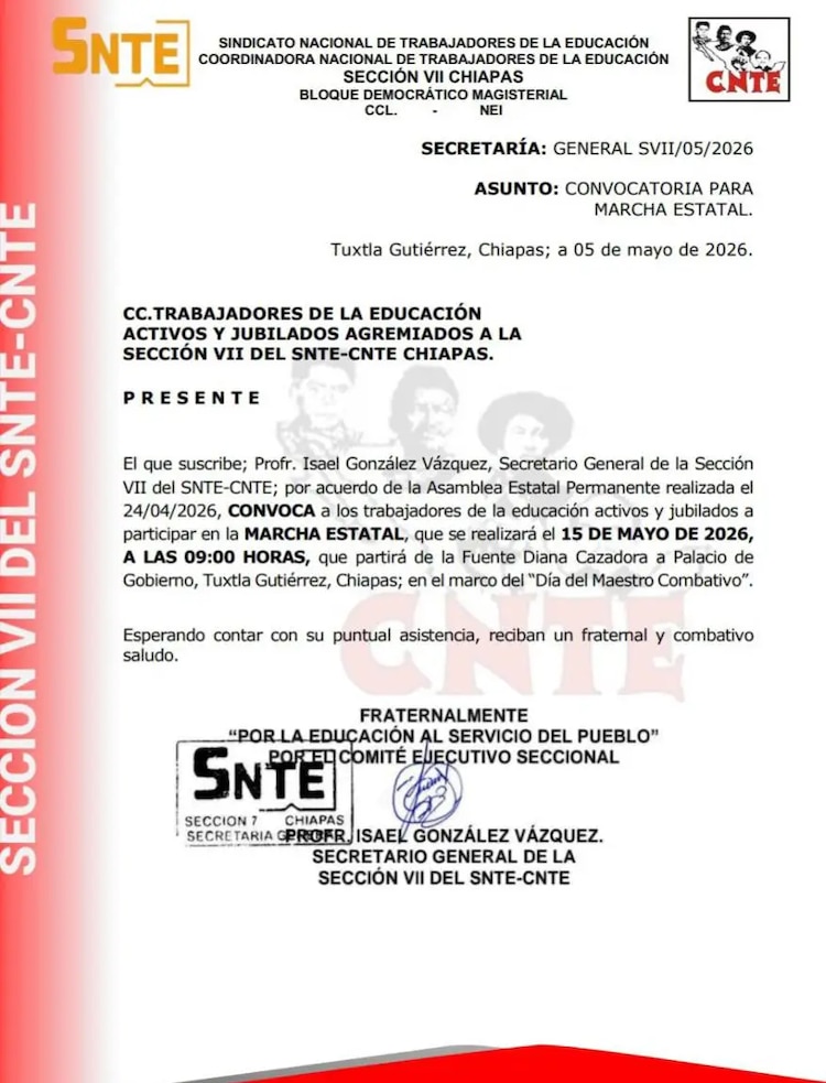 CNTE en Chiapas alista movilizaciones