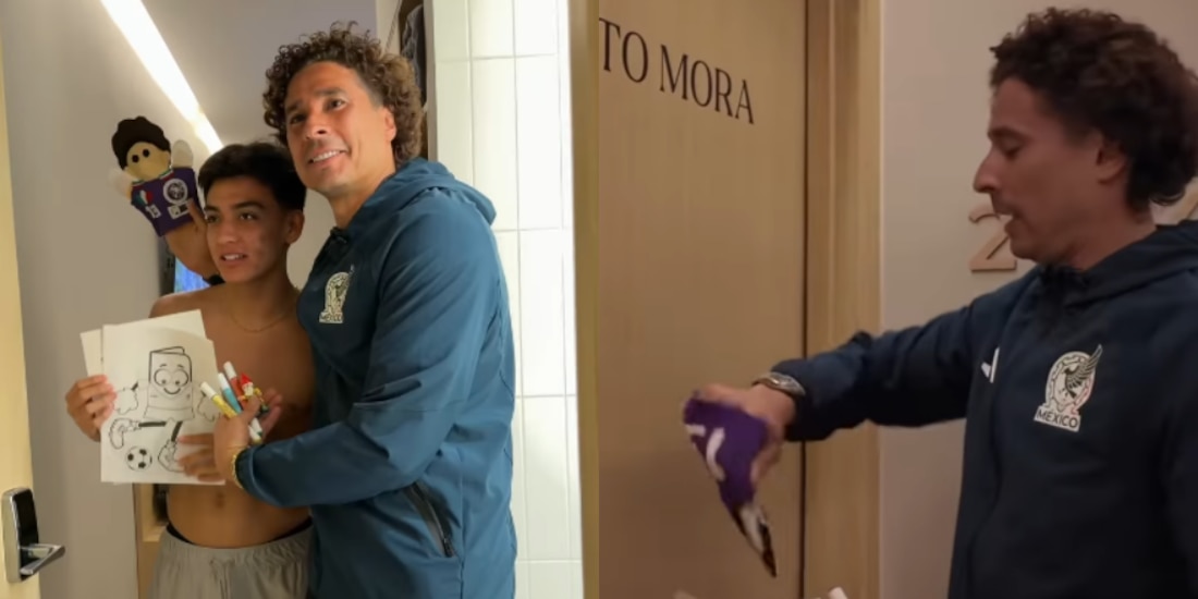 Guillermo Ochoa con Gilberto Mora.