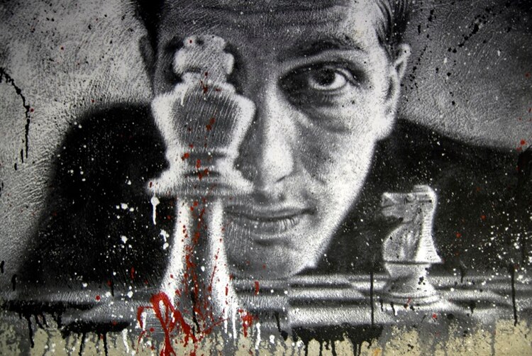 Un retrato del ajedrecista Bobby Fischer.