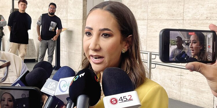 Noemí Luna, diputada panista, ayer, con medios.