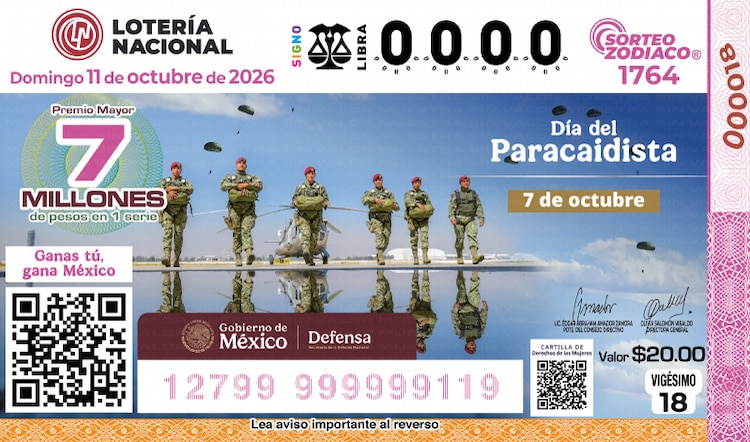 El Sorteo Zodiaco 1764 está dedicado al Día del Paracaidista.
