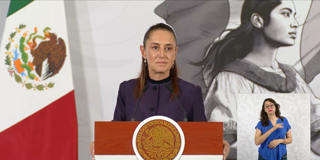Claudia Sheinbaum este lunes en Palacio Nacional.
