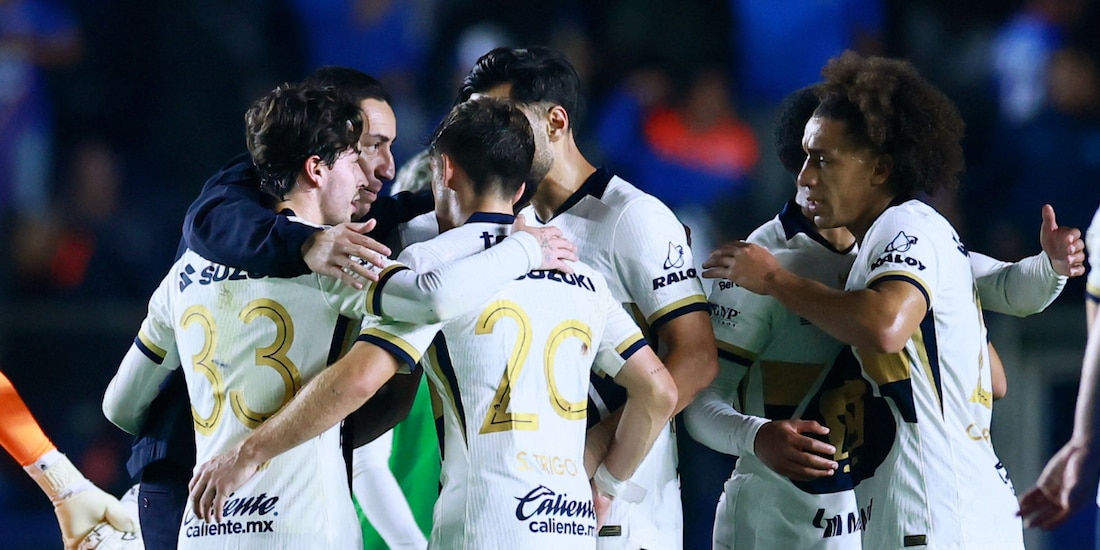 Jugadores de Pumas tras el 0-0 ante Cruz Azul en la final de ida del Clausura 2026.