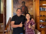 Beatriz Mojica Morga y Félix Salgado Macedonio durante la reunión en la que acordaron sumar liderazgos dentro de Morena en Guerrero.