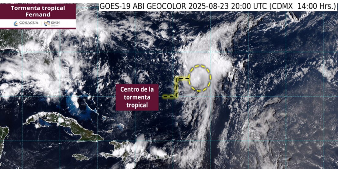 El Servicio Meteorológico Nacional asegura que no hay riesgo para México por la tormenta Fernand.