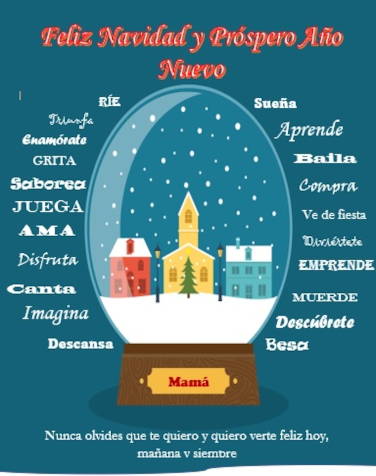 Esta tarjeta de Navidad fue realizada en Word y está disponible en las plantillas editables que te proporcionamos al inicio de esta nota