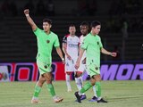 Ángel Zaldívar festeja su gol en el duelo de la Jornada 1 de la Liga MX entre FC Juárez y Atlas.