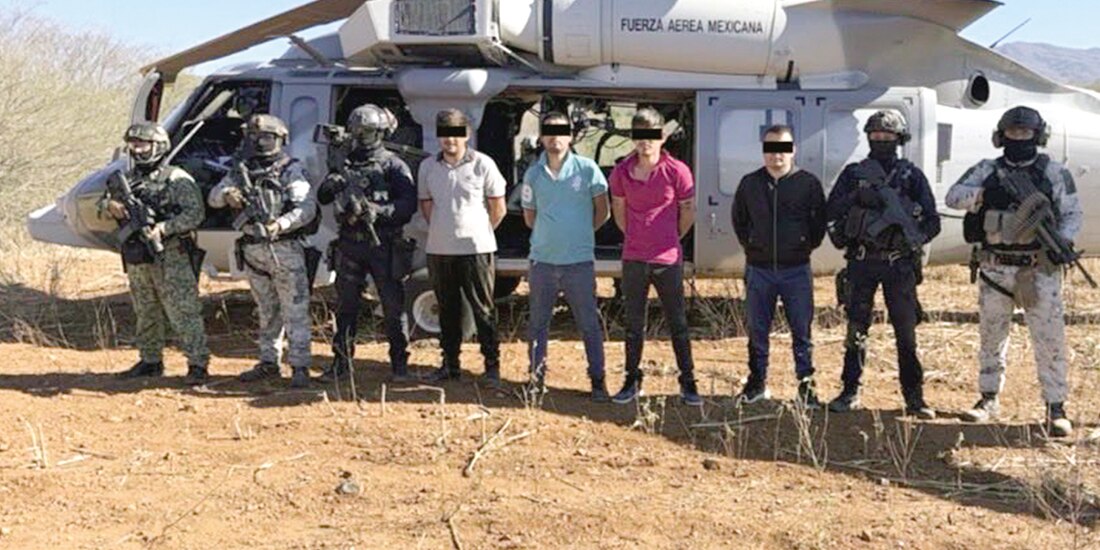 Integrantes del grupo delictivo, presentado ayer por las autoridades.