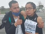 La mexicana Daniela Torres en su llegada a la meta